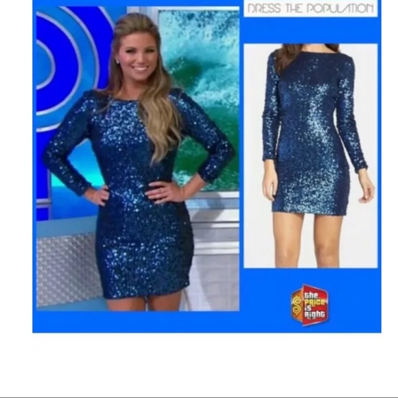 Dress The Population Black Turquoise Sequin Dress - Picture 6 of 6